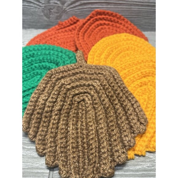 Crocheted Potholders 5 Trivets Fall Leaves Handmade Kitchen Autumn 8.5” X 6.5” - Picture 1 of 6